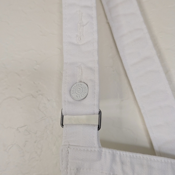 Levi's Denizen White Denim Bib Shortalls 90s Aesthetic Utility Chic - Picture 7 of 13